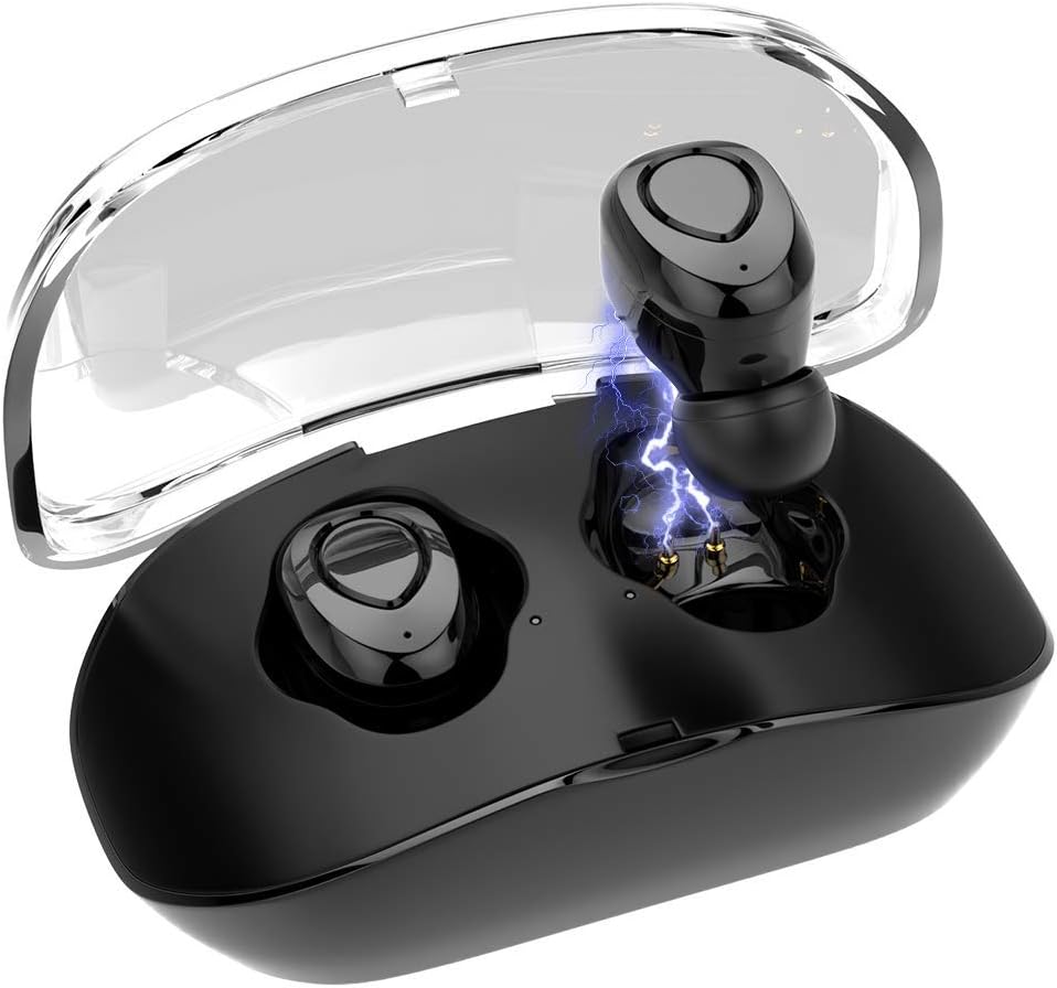 Wireless Earbuds,AIOXQNL Bluetooth Headphones Best Sports Earphones W/Mic in Ear Wireless Headphones Earbuds Gym Running Workout Noise Cancelling Earbuds with Charging Box-Black