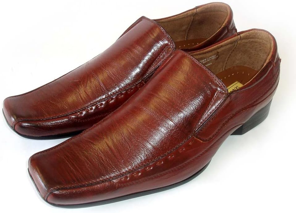 Delli Aldo New Mens Leather Dress Shoes Loafers Slip ON Comfort Free Shoe HORN/M18675 Brown