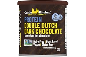 Castle Kitchen Protein Hot Chocolate (9 Oz) - 15 Grams of Plant Protein Per Serving - Great Tasting Vegan Hot Cocoa Mix (1G S