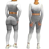 EROSEL Women's Fitness Clothing Gym Outfit – Ombre 2 Piece Workout Sets for Women Crop Top & High Waisted Legging Set– Womens