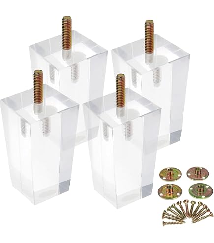 Acrylic Furniture Legs (Pack Of 4) – Clear Modern Feet For Sofa, Desk, Bed, Or TV Stand