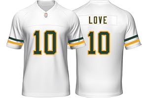 IKIIO Custom Mens/Youth Football Stitched T-Shirt for Sports Fan Green/White No Brand/Logos