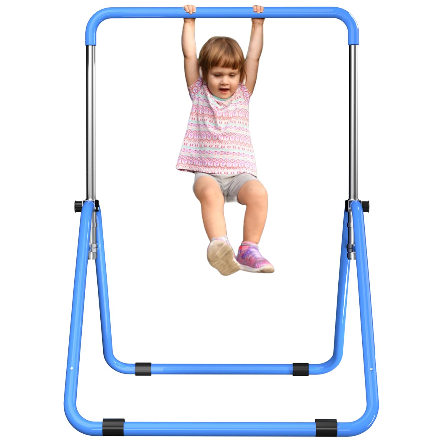 WATBKHE Kids Gymnastics Bar Gymnastic Equipment for Home Adjustable Height Gymnastic Training Bar Gymnastic Stuff for 3-7 Years Old Girls (Basic- Blue) Image