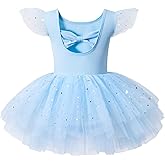 Tutu.kk Girls Ballet Leotards Shiny Ruffle Sleeve Toddler Tutu Dresses Ballerina Outfit Dance