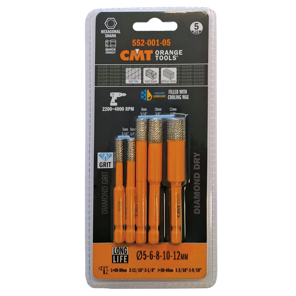 CMT 552-001-05 - Set 5 PCS with 5 BITS for GRES S=ESAG D=5-6-8-10-12mm RH