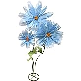 Large Daisy Flower Artificials for Decoration, 6.1ft Giant Daisies Spring Artificial Paper Flowers, Wedding Reception Essential Party Banquet Background Decor, Indoor outdoor Home Decor 3Pcs(Blue)