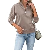 Dressmine Womens Quarter Zip Pullover Casual Long Sleeve Shirts Half Zip Sweatshirt 2025 Trendy Winter Clothes