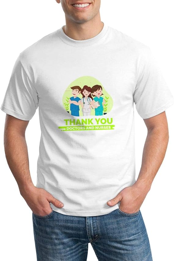 Amazon Co Jp おもしろ Tシャツ 半袖 肌着 創意デザイン オリジナル オリジナル 柄プリント 綿100 半袖 医師と看護師のコロナウイルスのイラストに感謝 White Xl カジュアル おしゃれ 面白いtシャツメンズ カップル ギフト ボーイズ 服 ファッション小物