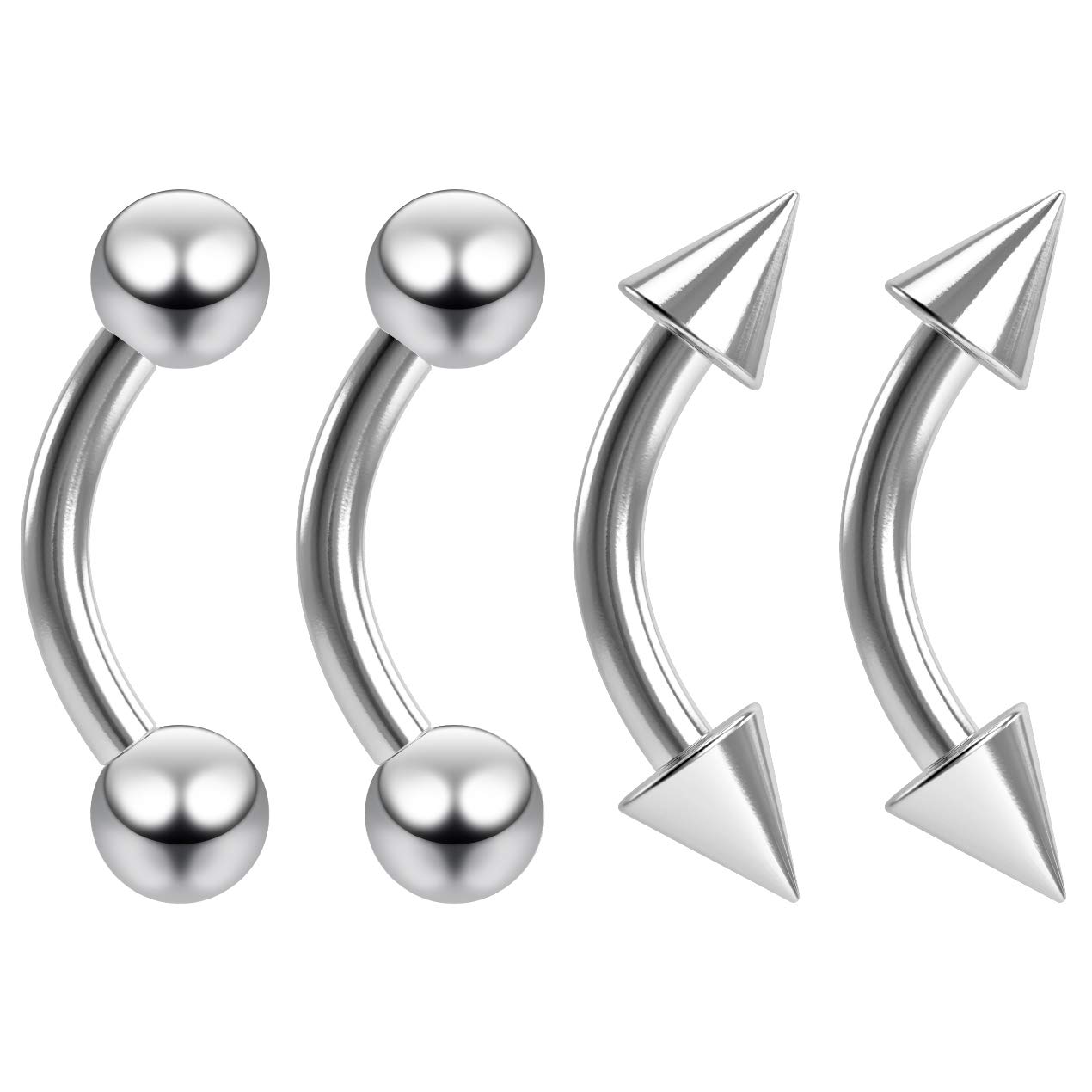 Bling Piercing 4pc Curved J-Curve Barbell 16g 1.2mm J Curve Banana Earrings Ring Daith Eyebrow Helix 16 Gauage Surgical Steel 6mm