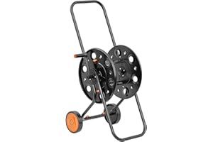 SPECILITE Garden Hose Reel Cart, Holds 75-150 Ft of Hose Storage Holder, Portable Metal Hose Caddy with Wheels, Outdoor Water Hose Reels for Car Washing and Garden Watering