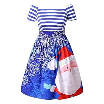 WHSHINE Damen Plus Size Kleid Weihnachtsfeier Kleid Vintage Swing Skaterkleid Weihnachtskleid Langarm Rockabilly Kleid Schnee