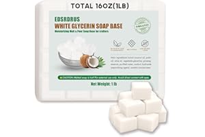 EDSRDRUS 1LB Unscented Glycerin Soap Base DIY Handmade Soap Moisturizing Melt and Pour Soap Base for Crafting, Vegetable Glycerin & Coconut Oil, Easy to Cut (White,1LB)