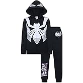 Marvel Spider-Man, Miles Morales, & Venom Boys Zip Up Hooded Sweatshirt and Pants Set for Toddlers and Big Kids – Black/Red