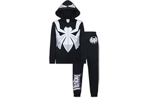 Marvel Spider-Man, Miles Morales, & Venom Boys Zip Up Hooded Sweatshirt and Pants Set for Toddlers and Big Kids – Black/Red