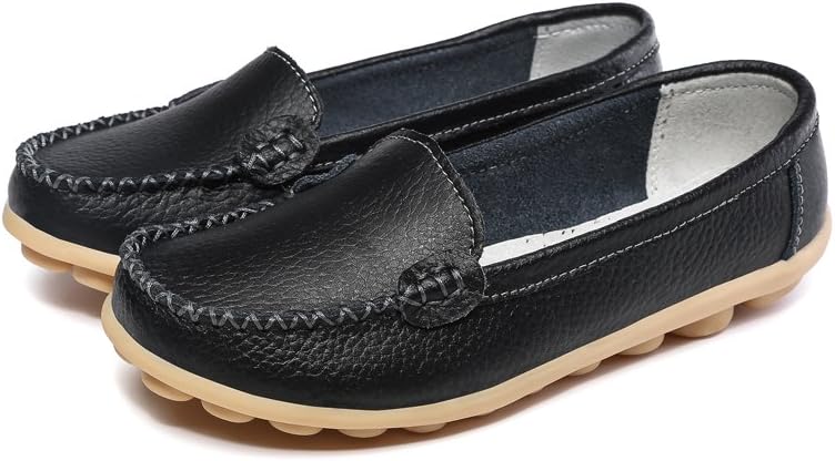 Women's Leather Loafers Moccasins Fashion Comfy Driving Flat Comfortable Shoes