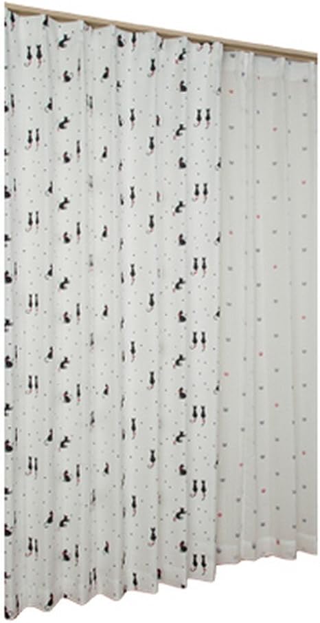 Amazon Co Jp ユニベール ねこ柄ドレープ ねこ柄レースカーテンセット にゃーとにゃん ミックス 幅100 丈178cm 4枚組 ホーム キッチン