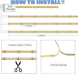 dephen UL-Listed COB LED Strip Lights - 5m/16.4ft