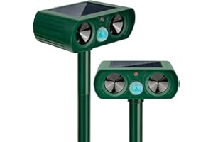 LRENQLLY 2Pack 2025 Solar Ultrasonic in Repellent Defender Rat, Squirrel, Deer, Raccoon, Skunk, Rabbit, Mole, Dog, Cat, Waterproof with Motion Detector for510