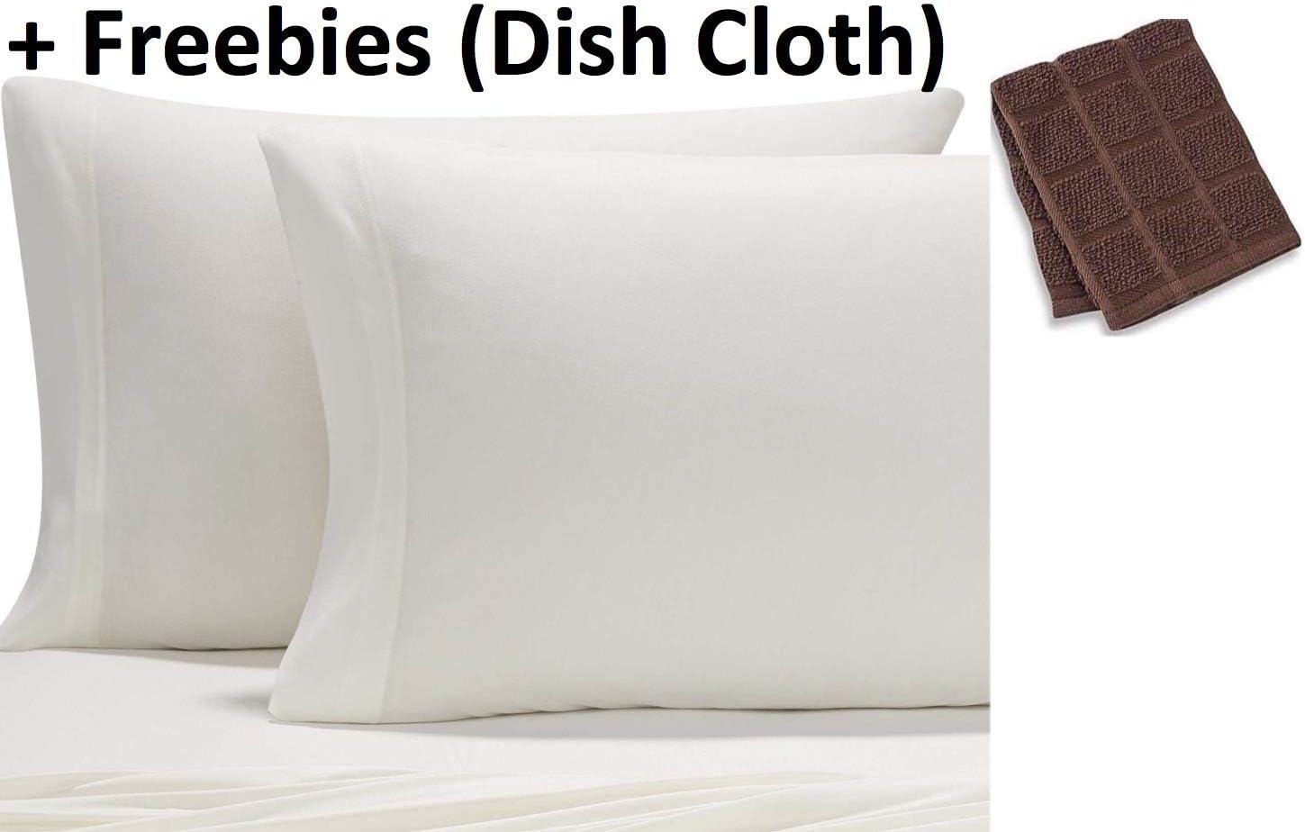 Pure Beech Jersey Knit Modal Queen Sheet Set in White Plus Freebies (Dish Cloth)