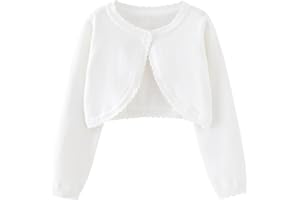 Miipat Toddler Girls Cardigan Long Sleeve Bolero Shrug Kids Knit Sweater Cover Up Button Closure Cropped Tops