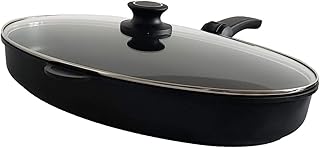 Fischpfanne 41x27 cm, Aluguss, Induktion - Inkl. Glasdeckel und abnehmbarem Griff in Premium Qualität (A Ware, neueste Serie) 1 Monat Geldzurückgarantie! - Made in Europa
