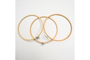 ATTERET Embroidery Hoops 3 Pack Set: Premium Bamboo Wood Rings with Metal Tension Screw Brackets for DIY Cross Stitching, Sewing, Embroidered Craft Projects, Sizes 5, 7, 8, 9, & 10 Inch Diameter, (10")