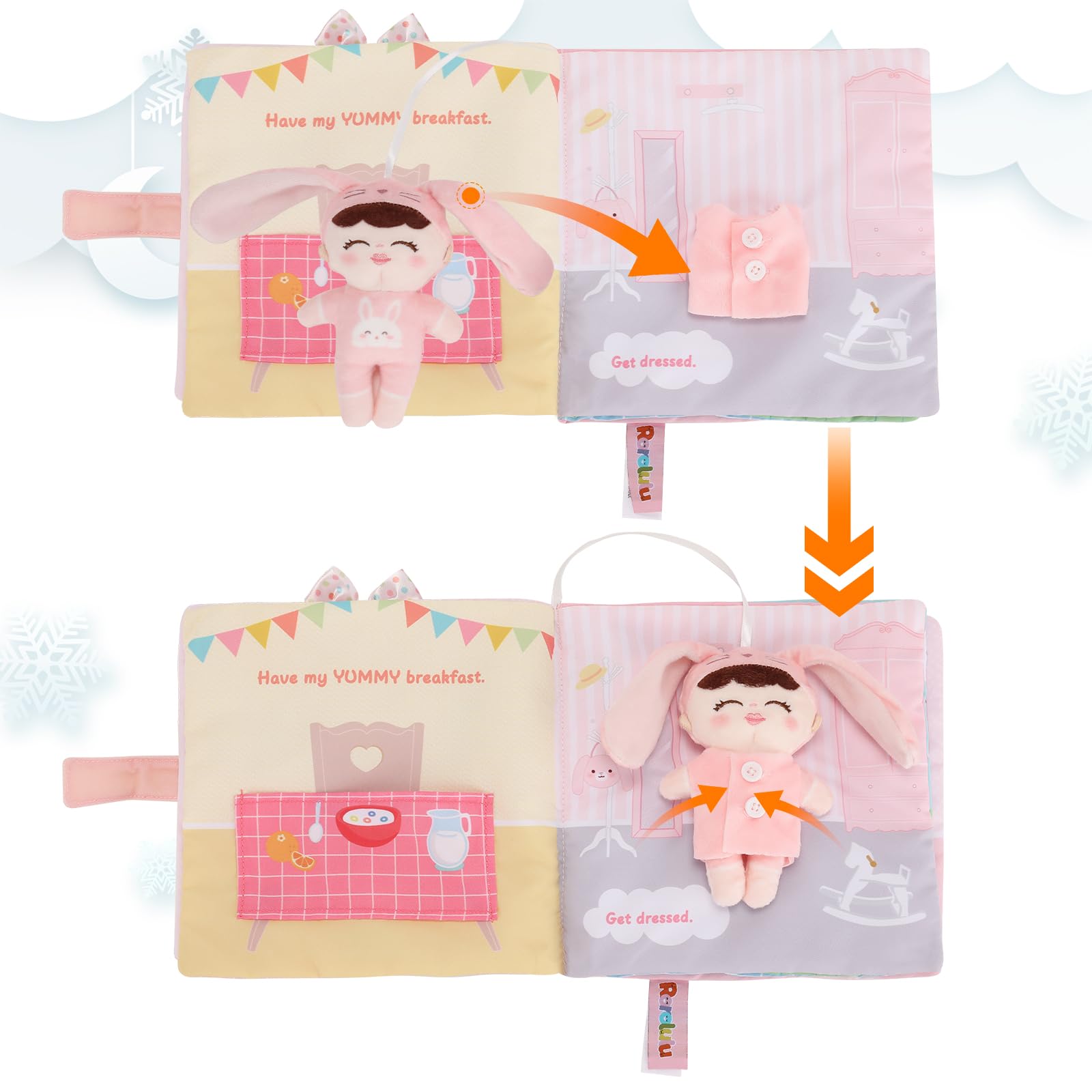Soft Cloth Books for Baby Gift, Activity Quiet Cloth Books Developmental Toys,Interactive Baby Books for Toddlers Infants Kids Toys Gift for 0-2 Year Old Doll