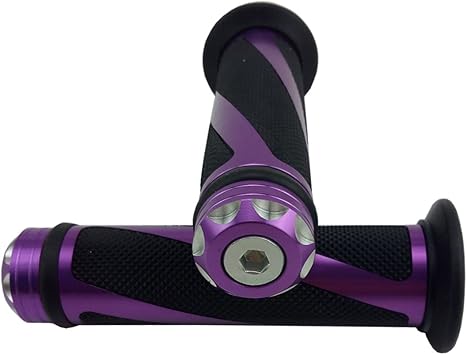 purple handlebar grips