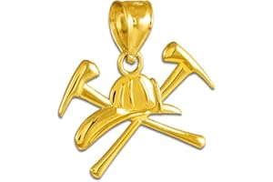 CLADDAGH GOLD 14k Gold Firefighter Axes & Helmet Charm Fire Department Pendant