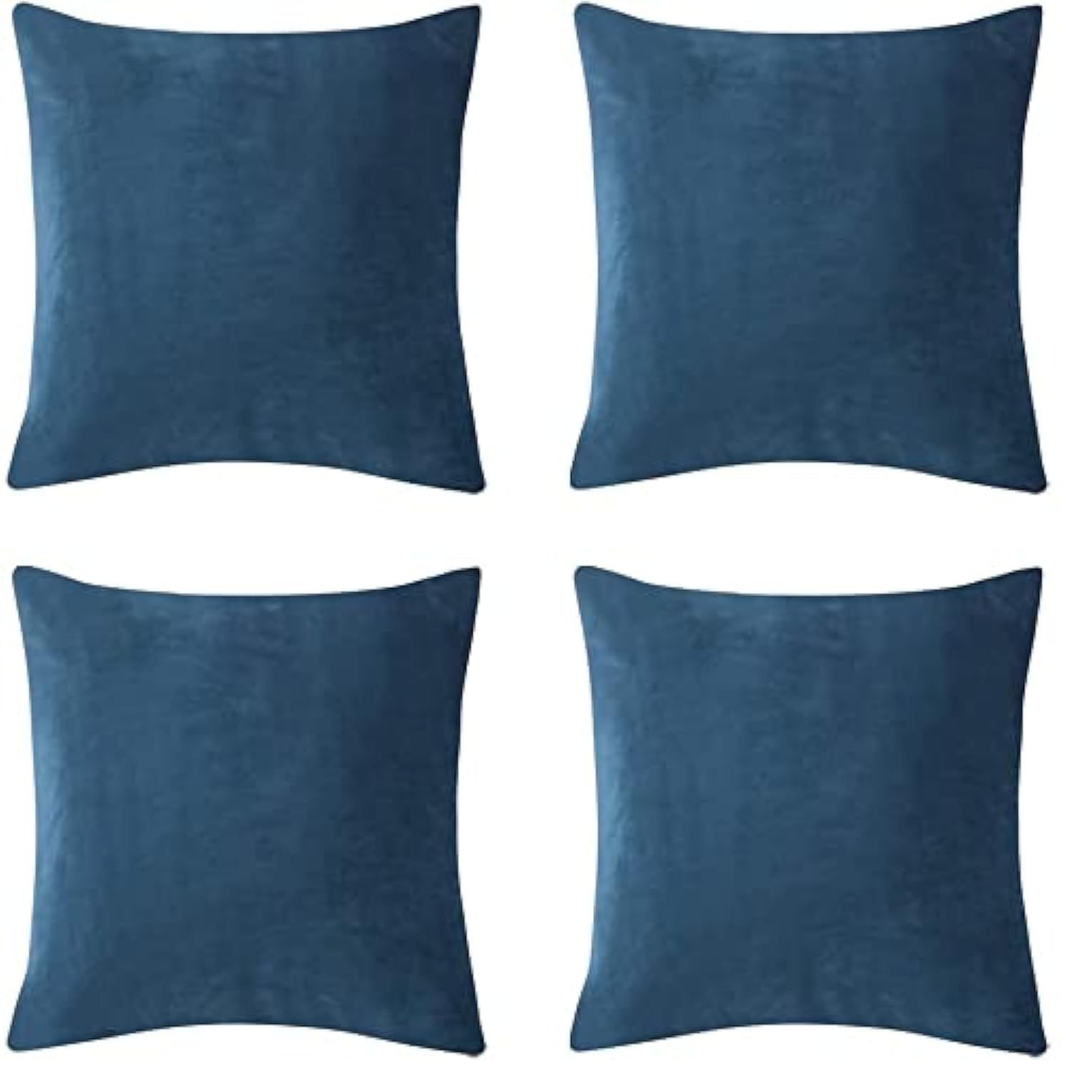 SWISSPACK 18"X18"inch 4 pcs Velvet Soft Decorative Square Throw Pillow Case Cushion Covers Pillowcases for Livingroom Sofa Bedroom with Invisible Zipper! 45x 45 cms 4 Pieces (AIRFORCE BLUE)