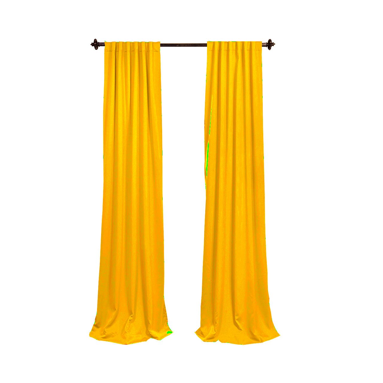 LA Linen Poplin Backdrop Drape, Polyester, Dark Yellow, 96 x 58-inch, Pack of 2