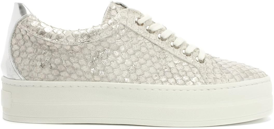 silver flatform trainers