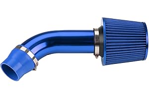 Suride 3" Universal Cold Air Intake Kit, Aluminum Car Air Intake Pipe Kit (Blue)