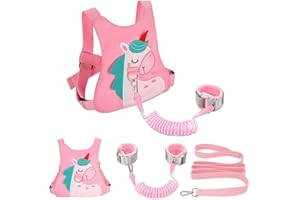 FITARTS Toddler Leash-Baby Walking Safty Harness and Child Anti Lost Wrist Link for Girls/Boys Travel (Pink)