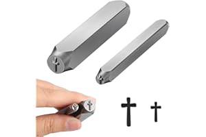 Zonon 2 Pcs Metal Punch Stamp 6mm and 3mm Metal Stamps Tools Key Kit for Key Jewelry Craft Punching(Cross)