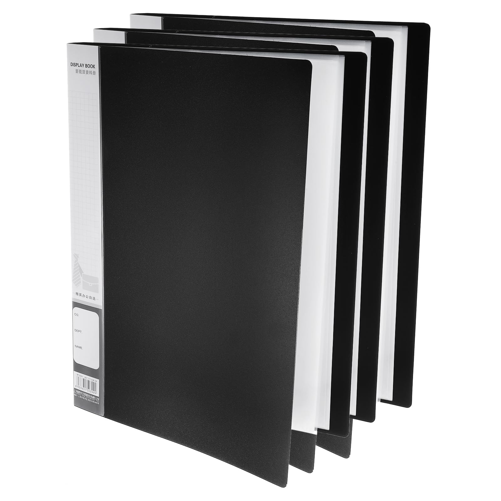 M&G 40-Pocket Binder with PP Plastic Sleeves A4(Black), 3 Pack Art Portfolio Folder with Clear Sheet Protectors, Display 80 Pages for Organizing Documents, 310x235x25mm