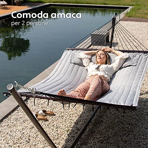 VITA5 Garden Hammock with Stand for Hours of Relaxation - Hammock for Two People Perfect for Sleeping Together - Hammock with Strong and Durable Metal Frame - Portable Hanging Hammock