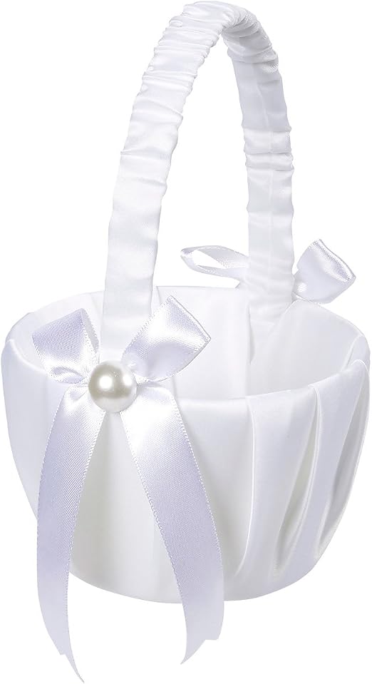 Juvale Flower Girl Basket White Flower Basket, Wedding Basket