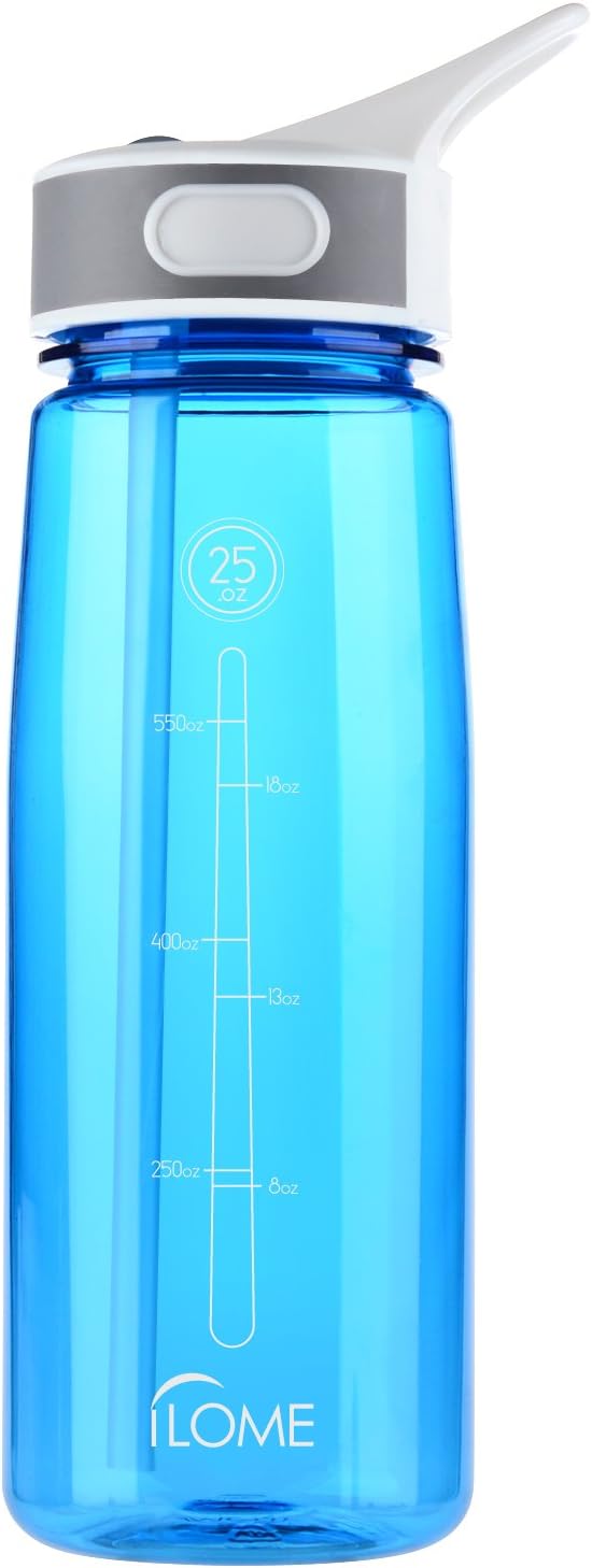 iLOME Tritan Sports Water Bottle 0.75L/25OZ Water Bottle with Straw Cap for Sports Exercise