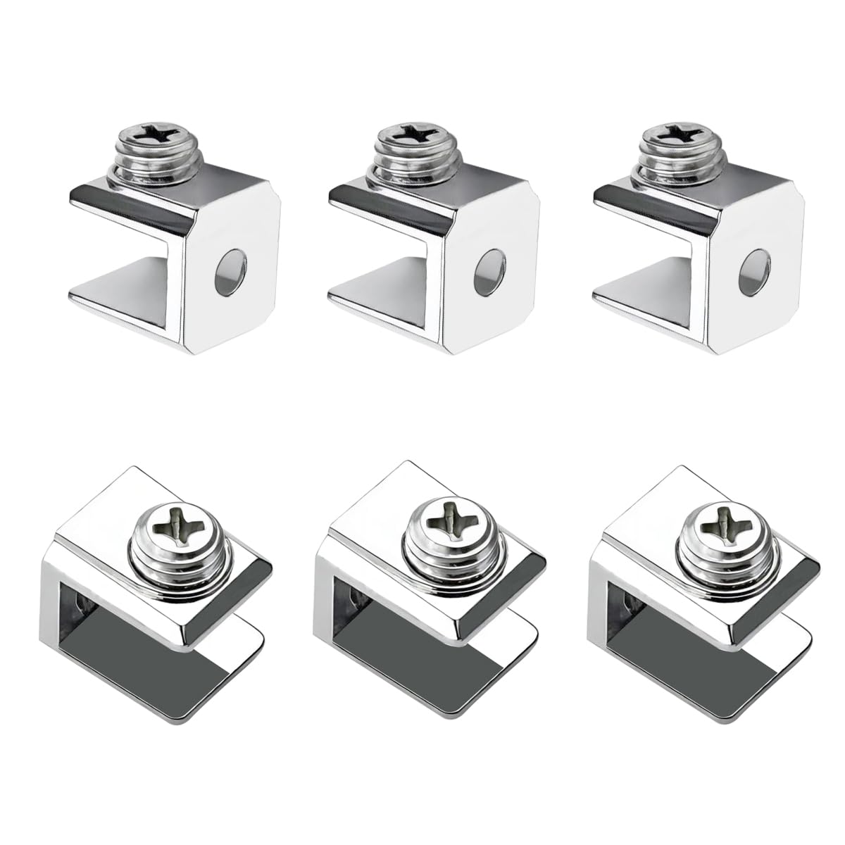 Photo 1 of Qrity 16 PCS Glass Clip Holder, Glass Shelf Bracket, Glass Clamp, Wall Mount Clamps for 3-8mm Glass Shelves, Adjustable Clamp Brackets