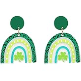 St Patrick's Day Jewelry Earring Irish Shamrock Four Leaf Hat Dangle Earrings for Women,Acrylic Green Clover Womens St patrick's Day Decorations Earrings Good Luck Holiday Outfits Accessories