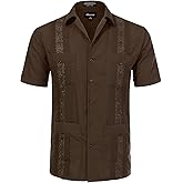 Allsense Men's Short-Sleeve Button-Down Cuban Guayabera Shirt