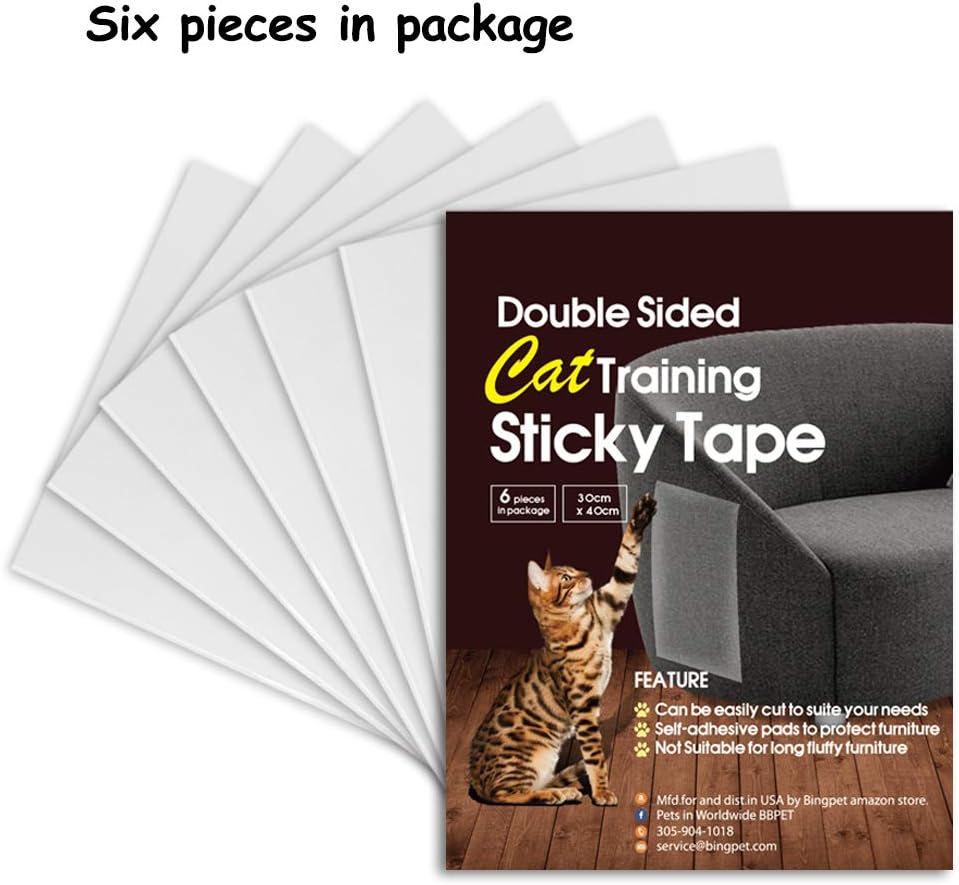 6 PACK(12x16Inch) Cat Scratching Tape Deterrent