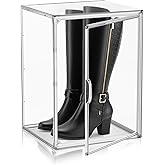 XX-Large Acrylic Display Case 11.4'' x 9.8'' x 15.3'', Boot Boxes for Tall Boots Size 15, Large Sneaker Shoe Box Clear Stackable Storage Boxes for Collectibles Handbag Organizer with Magnetic Lids