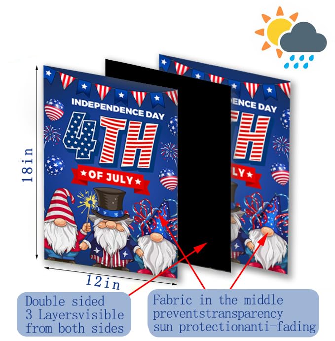 Gnomes Theme Seasonal Garden Flags Set of 12 Double Sided 12 x 18 Inch Summer Garden Flag for Outside, 4 of July Fall Winter Halloween Christmas Outdoor Flags, Holiday Flags for All Seasons