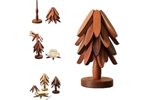 ERBIMOS Tree Trivet Set, Wooden Tree Trivet Set, Festive Holiday Hot Plate Mat for Kitchen & Dining, Heat-Resistant, Stylish Decorative Trivets for Hot Pots, Pans, and for Xmas Table Décor (Peach, 4pcs)