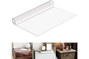 Ganeen Nightstand Protector, Clear Plastic Table Cover Protector 15.8 x 23.6 Inch, 1.5mm Thick Rectangle PVC Coffee ＆Dresser Table Cover Mat, Can Be Trimmed to Fit Irregular Occasion(1 Piece,Smooth)