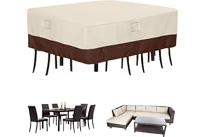 Simpelg Patio Furniture Covers Waterproof Outdoor Covers For Patio Furniture 600D Heavy Duty Oxford Uv Resistant Anti-Fading Rectangular Patio Furniture Covers 110"L x 84"W x 28"H (Beige & Brown)