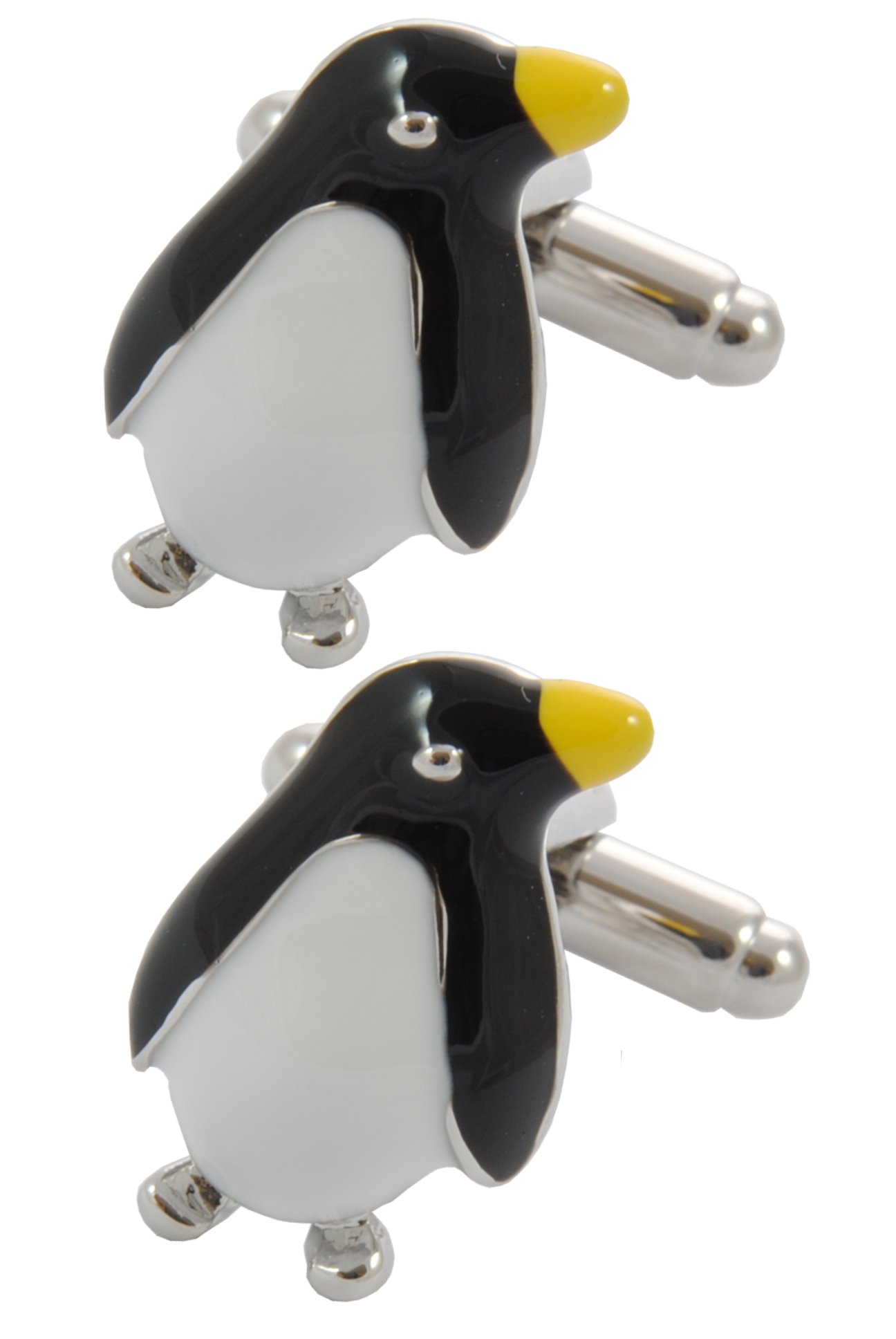 Cufflinks for Men + Presentation Box - Penguin - Animal Bird Antarctica Spotter Cute Winter - Black and White Colours - One Pair