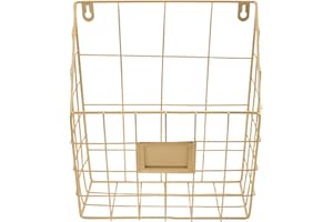 Levemolo Hanging File Holder Wall Mount Mail Organizer Metal Wire Magazine Rack with Tag Slot, Magazine Hanger Holder Wrought